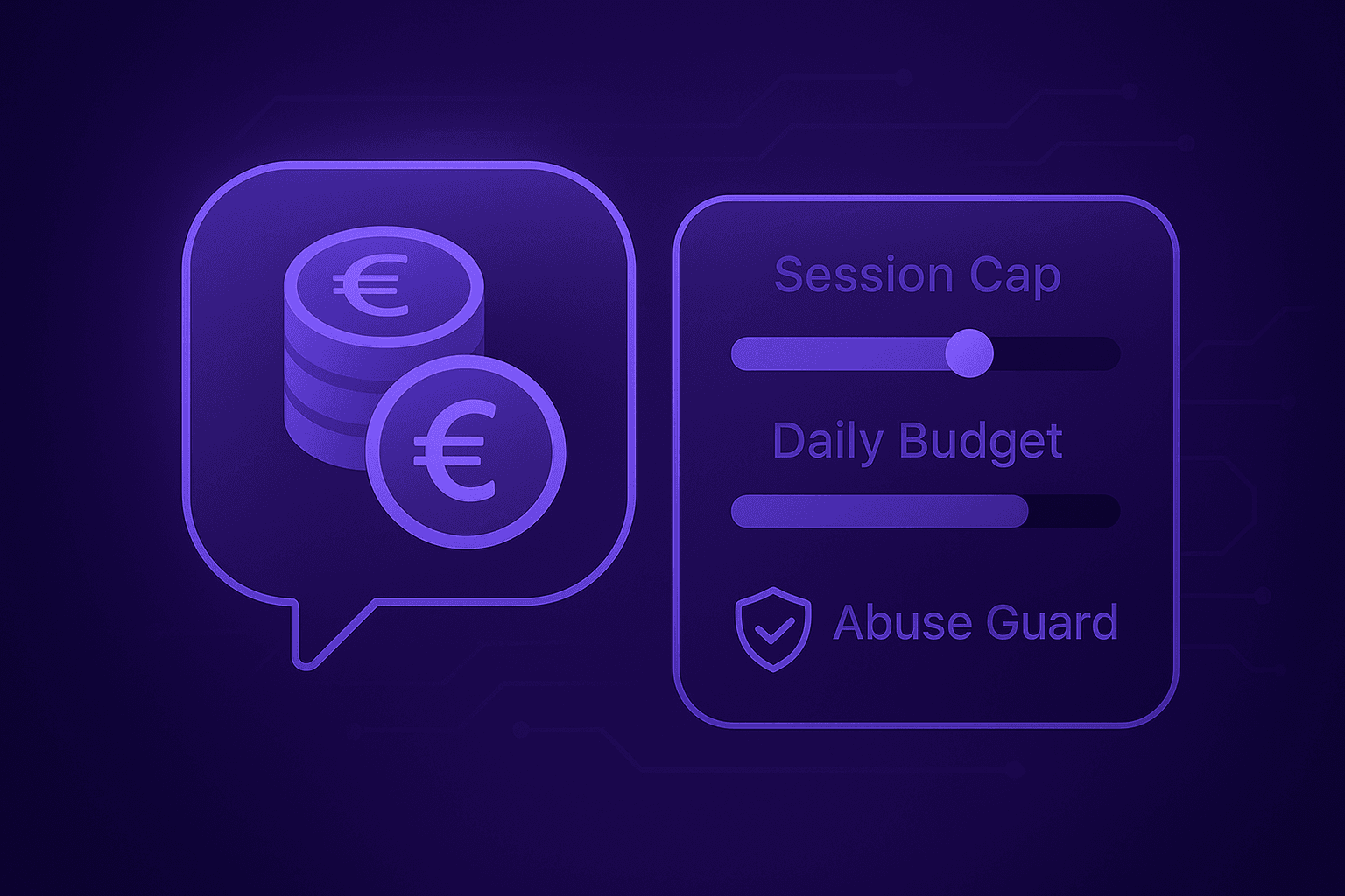 Cost control dashboard with token caps and alerts